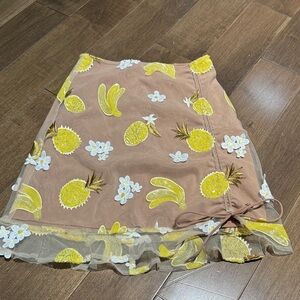 For Love And Lemons Beige Skirt with Yellow Accents